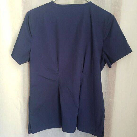 Cherokee Luxe Scrub Top Navy Scrubs Medical Vet Dental Womens Size M - Picture 2 of 6